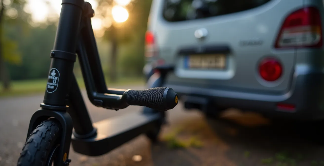 E-Scooter gesichert am Wohnmobil mit hochwertigem Schloss