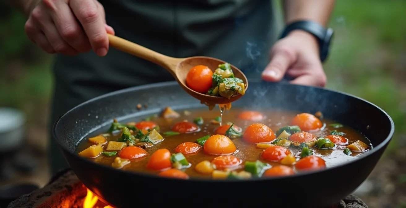 Campingpfanne mit verschiedenen Garzonen für optimales Timing